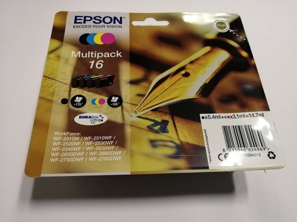 Original Tinte Epson T1626 / 16, Multipack, schwarz / cyan / magenta / gelb