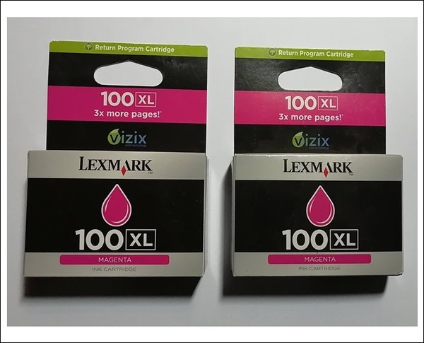 2er-Pack - Original Tinte Lexmark 100XL / 14N1070E magenta
